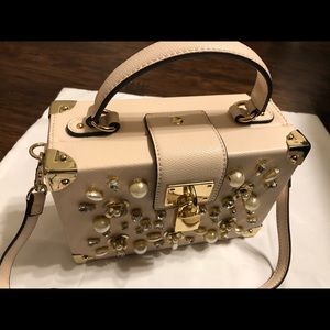 Cream jeweled box purse from Aldo